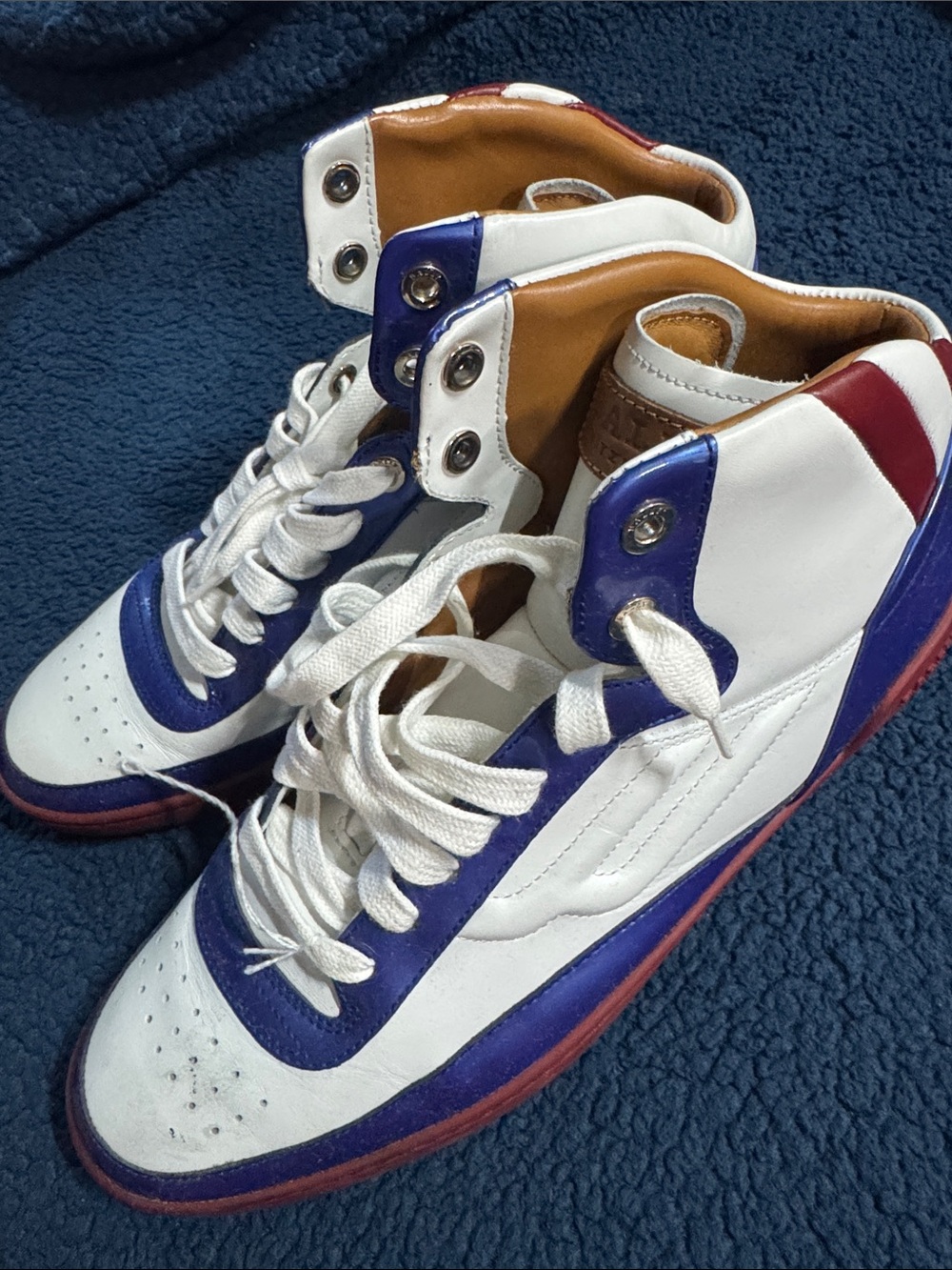 Bally White, Blue and Red High-Top Men's Sneakers